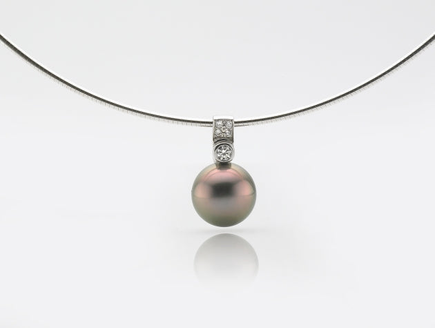 Tahitian Cultured Pearl and Diamond Pendant