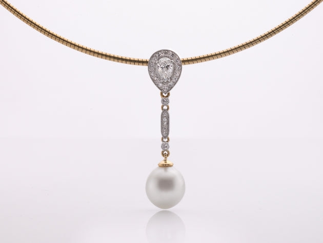 South Sea Cultured Pearl and Diamond Pendant