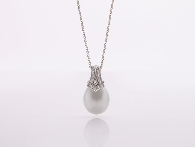 South Sea Cultured Pearl and Diamond Pendant