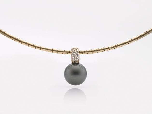 Tahitian Cultured Pearl and Diamond Pendant