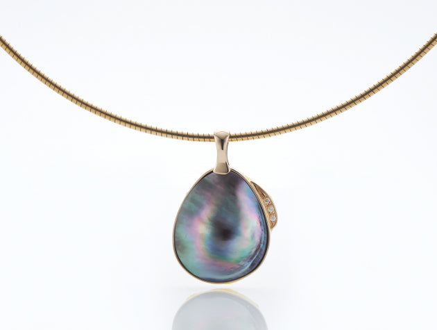 Cortez Rainbow Lipped Cultured Pearl & Diamond Pendant
