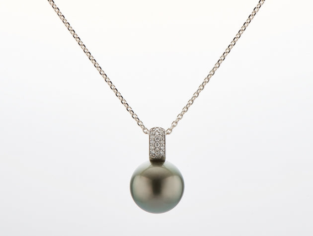 Tahitian Cultured Pearl and Diamond Pendant