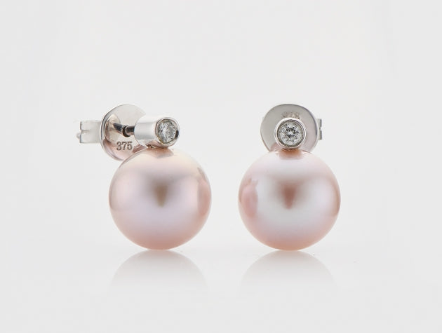 Freshwater Cultured Pearl and Diamond Earrings