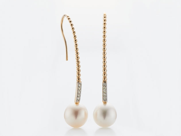 Freshwater Cultured Pearl and Diamond Earrings