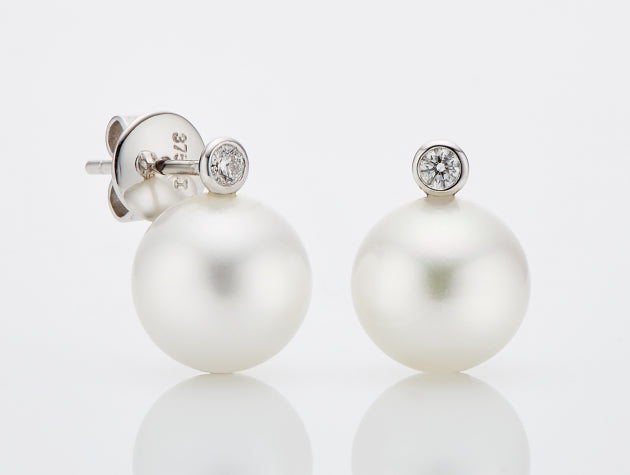 Freshwater Cultured Pearl and Diamond Earrings