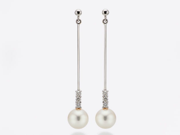 Freshwater Cultured Pearl and Diamond Earrings #151225