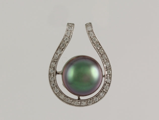 Tahitian Cultured Pearl and Diamond Pendant