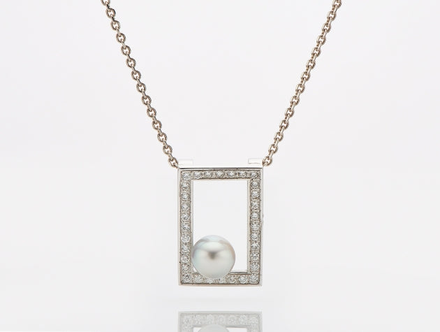 Australian Akoya Cultured Pearl and Diamond Pendant