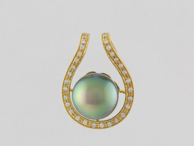 Tahitian Cultured Pearl and Diamond Pendant