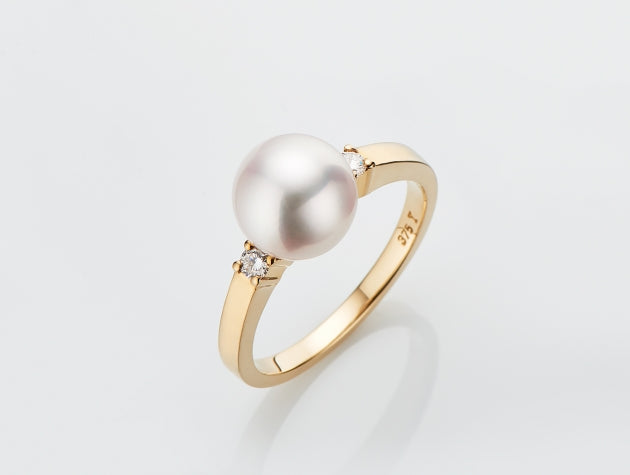 Akoya Cultured Pearl and Diamond Ring