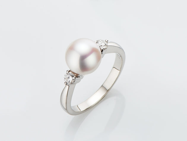Akoya Cultured Pearl and Diamond Ring