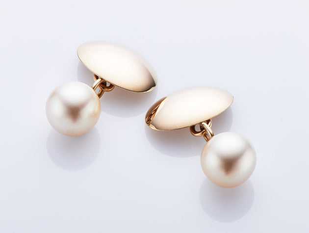 Golden South Sea Cultured Pearl Cuff Links