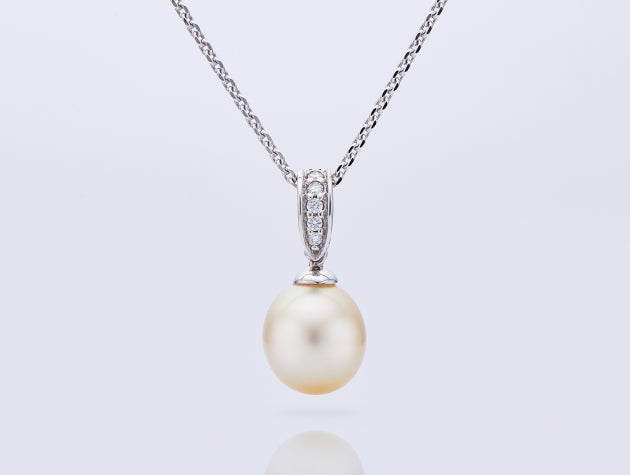 Golden South Sea Cultured Pearl and Diamond Pendant