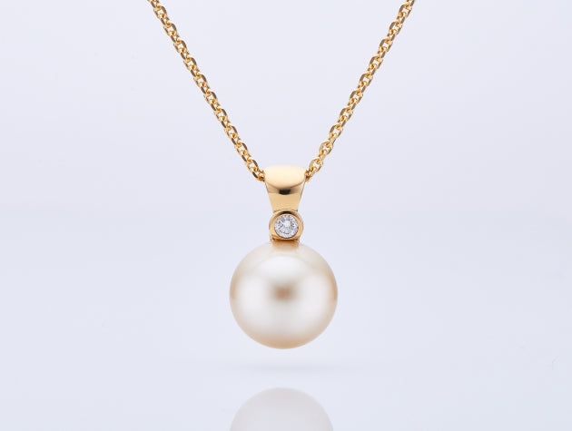 Golden South Sea Cultured Pearl and Diamond Pendant