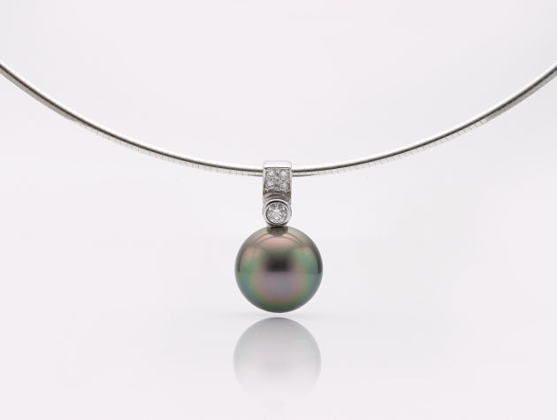 Tahitian Cultured Pearl and Diamond Pendant