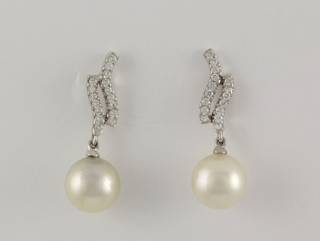 Akoya Cultured Pearl and Diamond Earrings