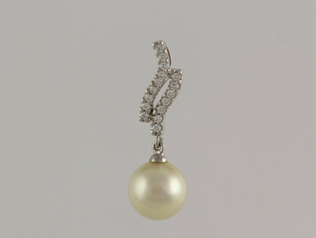 Australian Akoya Cultured Pearl and Diamond Pendant
