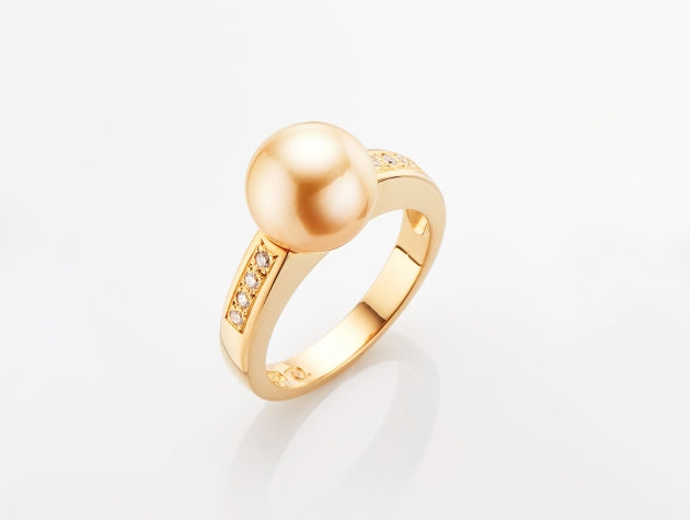 Golden South Sea Cultured Pearl and Diamond Ring